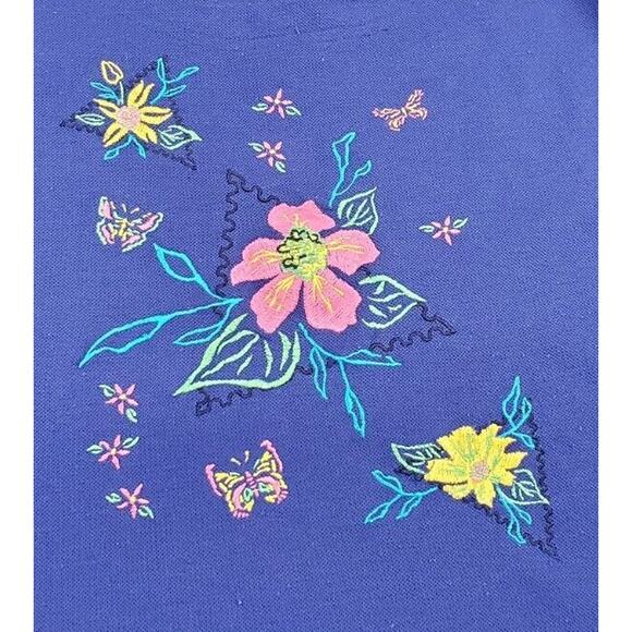 Kavio Designs Blue Elastic Waist Pants Top Set Embellished Floral WOMENS SIZE L - Picture 6 of 15